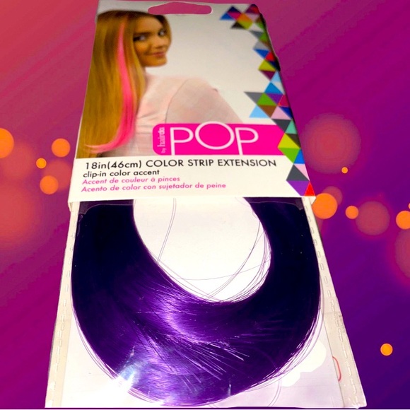 2 NEW Purple Clip-In Hair Extensions w/ 18” Color Strip & 20” Metallic Braid Duo - Picture 3 of 4
